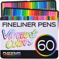 Fineliner Color Pen Set (HUGE SET OF 60 COLORING PENS) Colorful Ultra Fine 0.4mm Felt Tips in 60 Individual Colors - Porous Point Marker - Perfect for Drawing & Adult Coloring Books