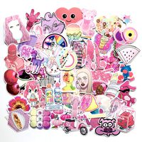 64Pcs Cute Girls Pink Laptop Stickers Cartoon Water Bottle Vinyl Waterproof Cars Motorcycle Bicycle Skateboard Luggage Bumper Bomb Decal