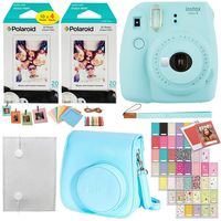Fujifilm Instax Mini 9 Instant Camera (Ice Blue), 2 x Twin Pack Instant Film (40 Sheets), Camera Case, Photo Album, Square Photo Frames & Accessory Bundle 