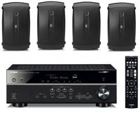 Yamaha 7.2-Channel Wireless Bluetooth 4K Network A/V Wi-Fi Home Theater Receiver + Yamaha High-Performance Natural Surround Sound 2-Way Indoor/Outdoor Weatherproof Speaker System (Set of 4)