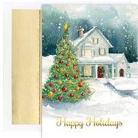 Masterpiece Studios Holiday Collection 18 Cards / 18 Foil Lined Envelopes, Winter Cottage