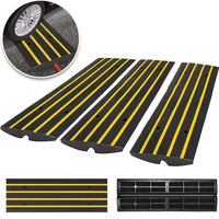 Happybuy 3 Pack Driveway Rubber Curb Ramps Kit Heavy Duty Car Threshold Ramp 2.5 Inch High 1-Channel Cord Cover Curbside Bridge Ramp for Loading Dock Garage Sidewalk (1-Channel, 3Pack-Curb Ramp)