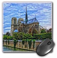 3dRose LLC 8 x 8 x 0.25 Inches Mouse Pad, French Cathedral in Notre Dame Along The Seine River (mp_154730_1)