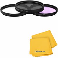 82MM Filter Kit for Canon (16-35MM, 24-70MM), Tamron (24-70MM), Sigma (20MM, 10-20MM, 24-70MM) Zoom Lenses - Includes: Ultraviolet UV, Circular Polarizer CPL, Fluorescent FLD + Celltime Elite Cleaning Cloth