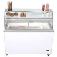 Chef's Exclusive Commercial 8 Flavor Frost Free Ice Cream Dipping Cabinet Case Sub Zero Freezer 14 Cubic Feet Including Skirts Displays 8 Tubs and Stores 6 Additional, 52 Inch Wide, White
