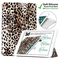DuraSafe Cases for iPad Air 2-9.7" 2014 [ A1567 A1566 ] Smart Cover with Soft Silicone Translucent Back - Leopard