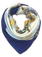 YOUR SMILE Baby Blue Ship Silk Like Scarf Women's Fashion Pattern Large Square Satin Headscarf (148)