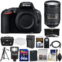 Nikon D5500 Wi-Fi Digital SLR Camera Body (Black) with 18-200mm VR Lens + 64GB Card + Case + Battery & Charger + Tripod + Kit