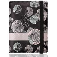 WALNEW RFID Passport Holder Cover Traveling Passport Case (A-Pink Leaves)