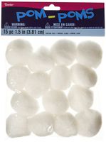 Darice Acrylic Poms: White, 1.5 Inches, 15 Pieces