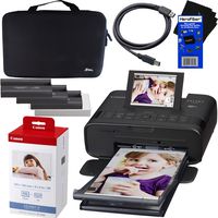 Canon SELPHY CP1300 Wireless Compact Photo Printer (Black) + Canon KP-108IN Color Ink Paper Set (Produces up to 108 of 4 x 6" prints) + Xtech Custom Case + USB Printer Cable + HeroFiber Cleaning Clot