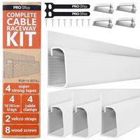 J Channel Cable Raceway Kit - Computer Desk Cable Management System - 4x16'' White Under Table Cable Management Trays for Office and Home