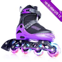 PAPAISON Adjustable Inline Skates for Kids and Adults with Full Light Up Wheels, Outdoor Blades Roller Skates for Girls and Boys, Men and Women