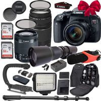 Canon EOS Rebel T7i DSLR Camera Bundle with Canon EF-S 18-55mm f/4-5.6 IS STM Lens + Canon EF 75-300mm f/4-5.6 III Lens + 500mm f/8 Preset Lens + Accessory Kit