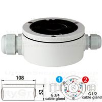 USG Mounting Junction Box for Specific 'DK8W' Security Cameras ONLY : Weatherproof, Vandal-Proof, Cable Glands, Standard 1/2" Cable Cutout : Deep Base Extension Mount