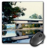 3dRose LLC 8 x 8 x 0.25 Inches Mouse Pad, Covered Bridge and Foliage in The Fall in Vermont (mp_31839_1)