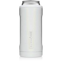 BrüMate Hopsulator Slim Double-walled Stainless Steel Insulated Can Cooler for 12 Oz Slim Cans (Glitter White)