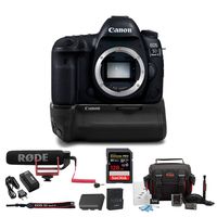 Canon EOS 5D Mark IV Professional Digital Camera: 30 Megapixel 4K Video DSLR Bundle BG-E20 Battery Grip Rode Microphone 128GB and Bag - Complete Photography and Video Bundle