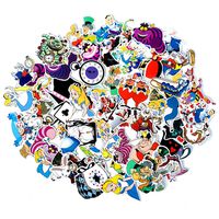 Alice in Wonderland Waterproof Stickers/Decals (70 pcs) of American Cartoon for Laptop Skateboard Snowboard Water Bottle Phone Car Bicycle Luggage Guitar Computer PS4(Alice)