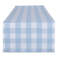 DII Buffalo Check Tabletop Collection, Table Runner, 14x108, Light Blue & White