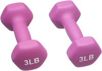AmazonBasics 3 Pound Neoprene Dumbbells Weights - Set of 2, Purple