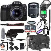 Canon EOS 90D with 18-55mm F/3.5-5.6 is STM Lens + 128GB Memory + Canon Deluxe Camera Bag + Pro Battery Bundle + Microphone + TTL Speed Light + Pro Filters,(22pc Bundle)