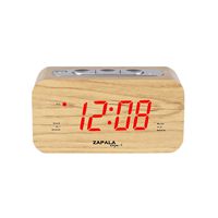 ZAPALA expert Wake-Up Alarm Clock with Radio for Bedside or Kitchen, Big Display, Dual Alarm, Sleep & Snooze Function, FM Radio with 10 Preset Station, Brightness Setup, Wooden Cabinet, Battery Backup