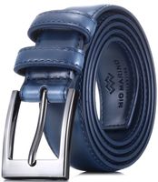 Marino's Men Genuine Leather Dress Belt with Single Prong Buckle - Navy - 44 (Waist: 42)