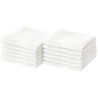 AmazonBasics Fade-Resistant Cotton Washcloths - Pack of 12, White