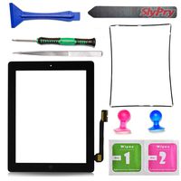 Prokit Adhesive Black Ipad 3 Digitizer Touch Screen Front Glass Assembly - Includes Home Button + Camera Holder + Frame Bezel + Preinstalled Adhesive + Cleaning Kit with Slypry Premium Tool Kit