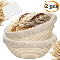 Farielyn-X 2 Packs 9 Inch Bread Banneton Proofing Basket - Baking Dough Bowl Gifts for Bakers Proving Baskets for Sourdough Lame Bread Slashing Scraper Tool Starter Jar Proofing Box