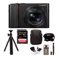 PANASONIC LUMIX ZS200 4K Camera 15X Leica DC Vario-Elmar Lens DC-ZS200K (USA Black) Essentials Bundle