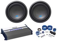 (2) Alpine S-W10D4 10" 3600w Dual 4-Ohm Car Subwoofers+Mono Amplifier+Amp Kit
