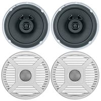 2 x Jensen Marine MS650 6.5" Waterpoof Coaxial Speakers - 2 x 6.5" Removable Marine Audio Grilles for Speakers (White)