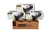 Scotch Desktop Tape Dispenser, 3-Pack, Weighted, Non-Skid Base, Black, Made of 100% Recycled Plastic