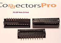 Connectors Pro 25-Pack IDC 2X10 20 Pins 2.54mm 0.1" Pitch Male Transition Dual Row Plugs for 1.27mm 0.05" Flat Ribbon Cable FD 20P 25-PK