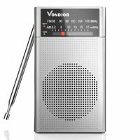 Transistor Radios Portable Battery Operated - Best Reception and Longest Lasting. AM FM Radio Operated by 2 AA Battery, Mono Headphone Socket, by Vondior (Silver)