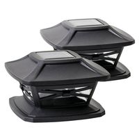 Davinci Solar Post Lights - Outdoor Post Cap Light for Fence Deck or Patio - Solar Powered Caps, Warm White LED Lighting, Lamp Fits 4x4 or 6x6 Posts, Slate Black (2 pack)