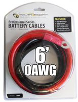 Power Bright 0-AWG6 0 AWG Gauge 6-Foot Professional Series Inverter Cables 3000-4000 watt
