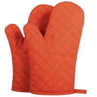 2019 Cotton Oven Mitts with Silicone Heat Resistant Quilted Microwave Gloves for Baking and Kitchen - 1 Pair (Oven Mitts, Orange)