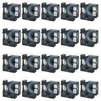 SuperInk 20PK Replacement Industrial Rhino Heat Shrink Tubes Compatible for Dymo 18053 Black on White Cable Label Tape (9mmx1.5m,3/8''x5ft) use in DYMO Rhino 1000 3000 4200 5000 5200 6000 Label Maker