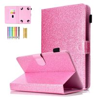 LittleMax 10 Inch Universal Tablet iPad Case, Bling Cards Slots Wallet Shell Folio Flip Kickstand Protective Case Magnetic Closure Cover for All 10 Inch Tablets - Pink