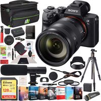 Sony a7 III Full Frame Mirrorless Interchangeable Lens 4K HDR Camera ILCE-7M3 Body with SEL24105G FE 24105mm F4 G OSS Zoom Lens and Deco Gear Backpack Kit Microphone Editing Bundle