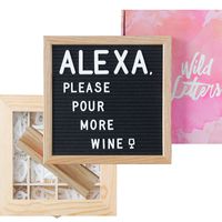 Letter Board with Letters 10x10 Felt Letterboard Accessories |+Organizer +Pre-Cut +Large Letters +Stand| Black, Letterboards, Changeable, Message Board, Box, Baby Announcement, First Day of School