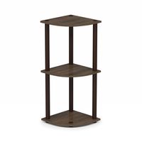 Furinno Turn-N-Tube 3-Tier Corner Display Rack Multipurpose Shelving Unit, Walnut/Brown
