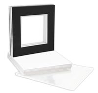 Golden State Art, Pack of 25, 12x12 Black Picture Mats Mattes with White Core Bevel Cut for 8x8 Pictures + Backing + Bags