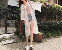 MOM Sun protection clothing lady small shawl thin jacket wild air conditioning shirt spring and summer outside lace cardigan in the long section,white,Average code