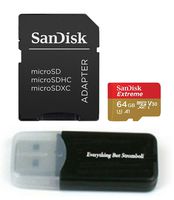 64GB Sandisk Micro SDXC Extreme 4K Microsd Memory Card works with Samsung Galaxy Note 8, Note8, S8 Active, J7 Max, J3 Prime Android Phone TF 64G Class 10 with Everything But Stromboli Card Reader