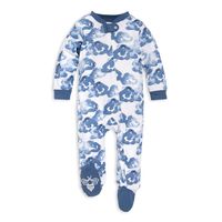Burt's Bees Baby Unisex Baby Sleep & Play, Organic Pajamas, NB-9M One-Piece Zip Up Footed PJ Jumpsuit, Moonlight Clouds, Newborn