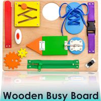 Montessori Busy Board for Toddlers - Wooden Travel Toy with Sensory Educational Activities for Fine Motor Skills - Toys for 2 3 4 Year Old Boys & Girls